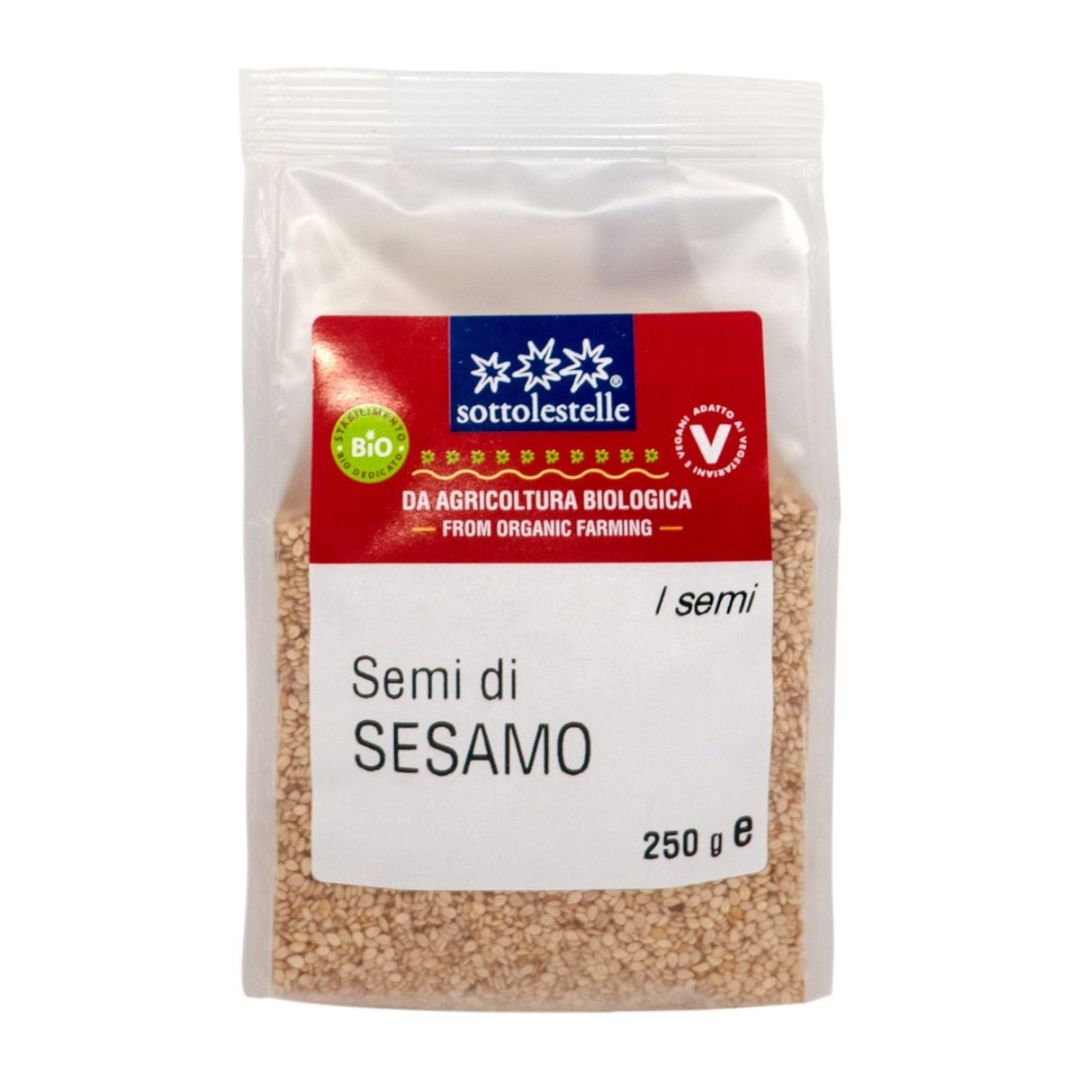 Hạt mè/vừng hữu cơ đã bóc vỏ sottolestelle organic peeled sesame 250g - hạt hữu cơ - hạt hữu cơ cho bé - goc huu co