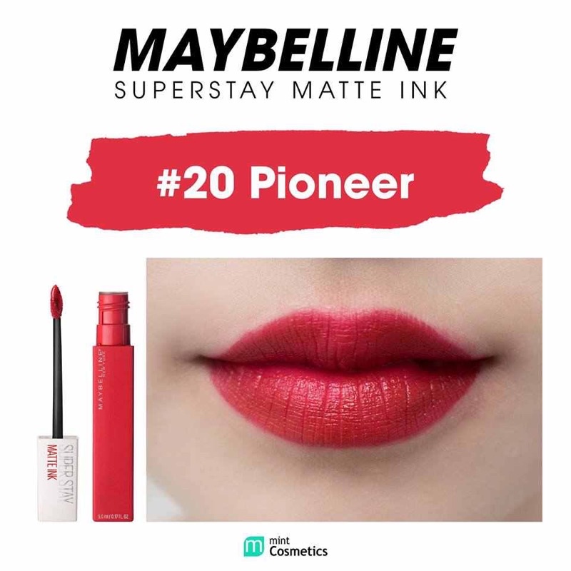 [Bill Mỹ] Son kem Maybelline Superstay Matte Ink Liquid Lipstick - Pioneer 20.màu đỏ