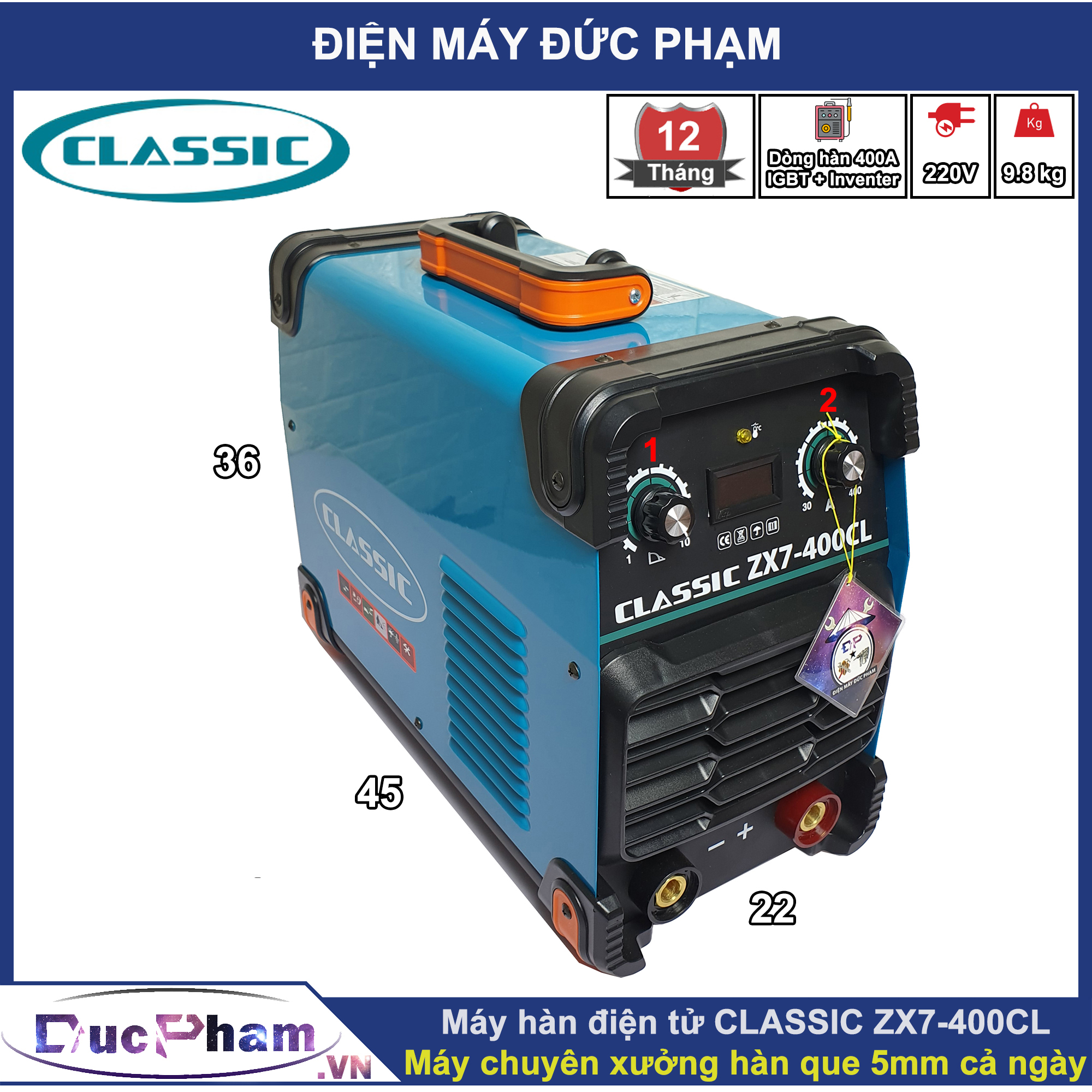 Máy hàn điện tử inventer classic zx7-400cl - máy hàn classic zx7-400cl - máy hàn que 400a máy hàn điện tử máy hàn mini gia đình máy hàn sắt máy hàn inox