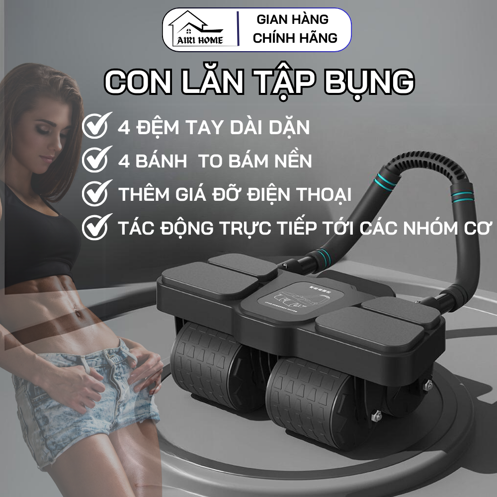 Con Lăn Tập Bụng 4 Bánh 4 Đệm Tay - Dụng Cụ Plank Tại Nhà Đốt Mỡ Thừa Đốt Calor  Hiệu Quả Nhất .Phù Hợp Với Nhiều Lứa Tuổi.Kết Hợp Với Các Bài Tập Sẽ Cải Thiện Rõ Vóc Dáng