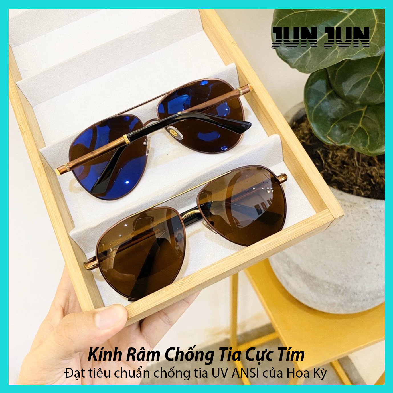 [ siêu sale] Kính mát nam thời trang cao cấp tròng siêu nhẹ - Mắt kính nam đi nắng gọng kim loại độc đáo tròng polaroid chống tia UV POR8738