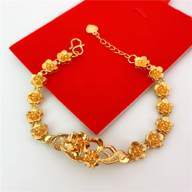 Lắc Tay Nữ Mạ Vàng 24k, Vòng Tay Hoa Mai Xi Mạ Cao Cấp L186 Namoo Jewelry