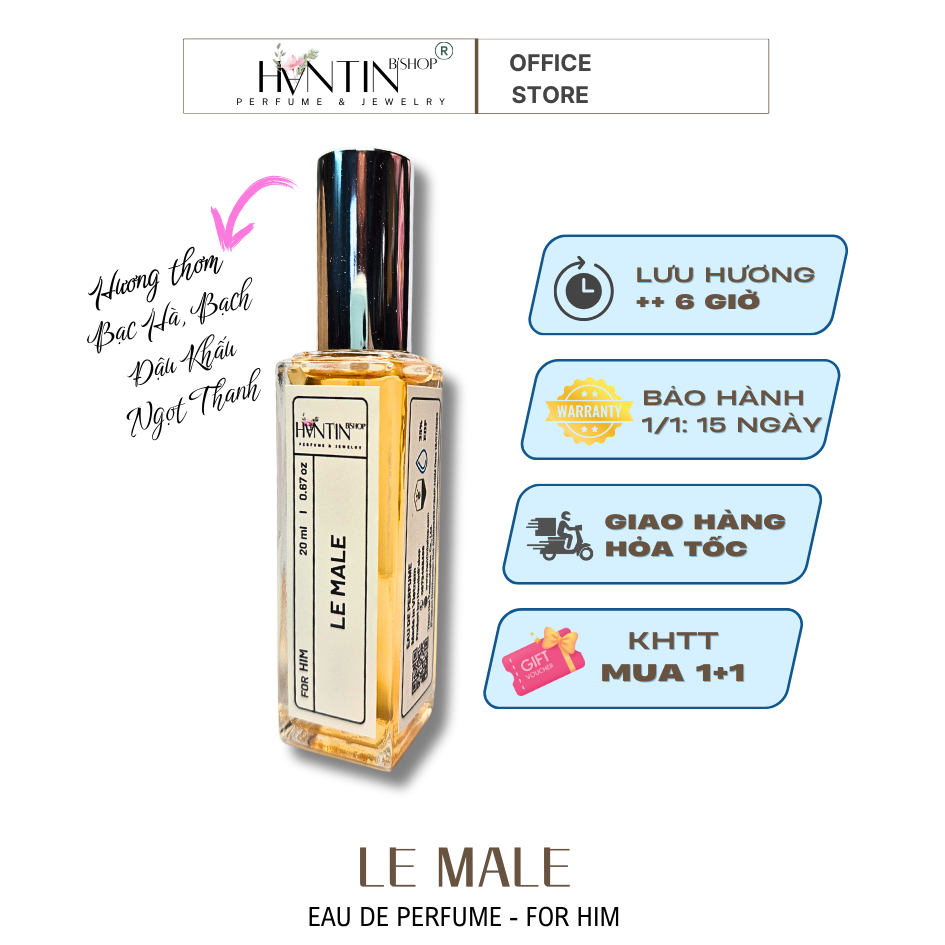 Nước Hoa Nam HantinB'shop LE MALE hương Bạc Hà, thanh mát