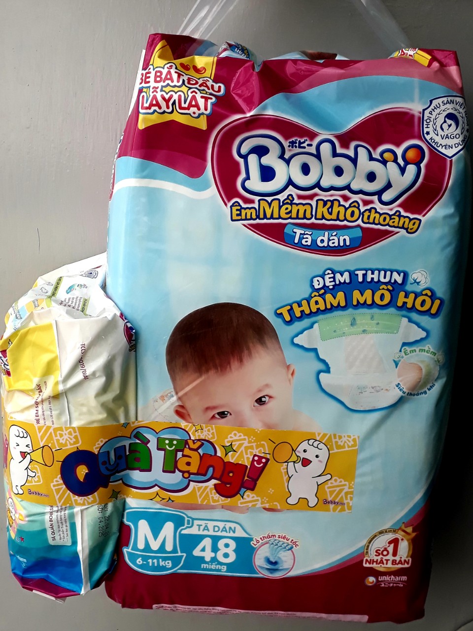 [HCM]{TẶNG 6 MIẾNG TÃ QUẦN}-TÃ DÁN SIÊU THẤM SIÊU MỎNG BOBBY SIZE M48/L42 MIẾNG TẶNG 6 MIẾNG TÃ QUẦN CÙNG SIZE