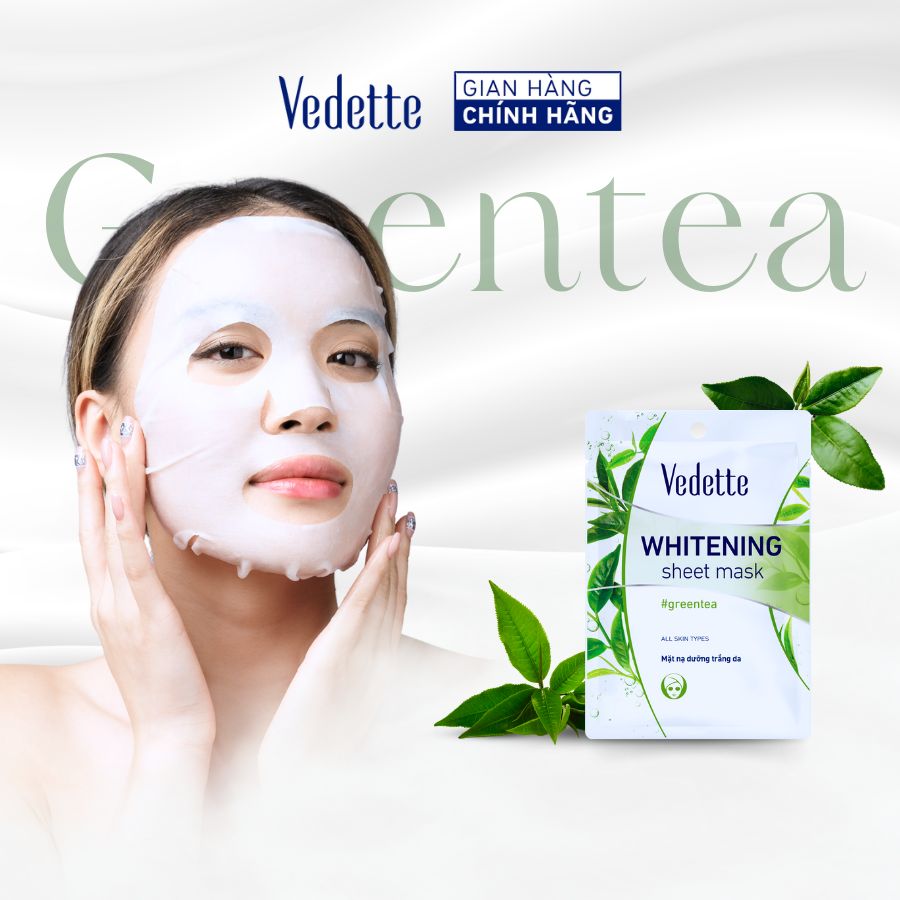 Mặt nạ giấy trắng da Vedette Trà Xanh 22ml (TPM018)