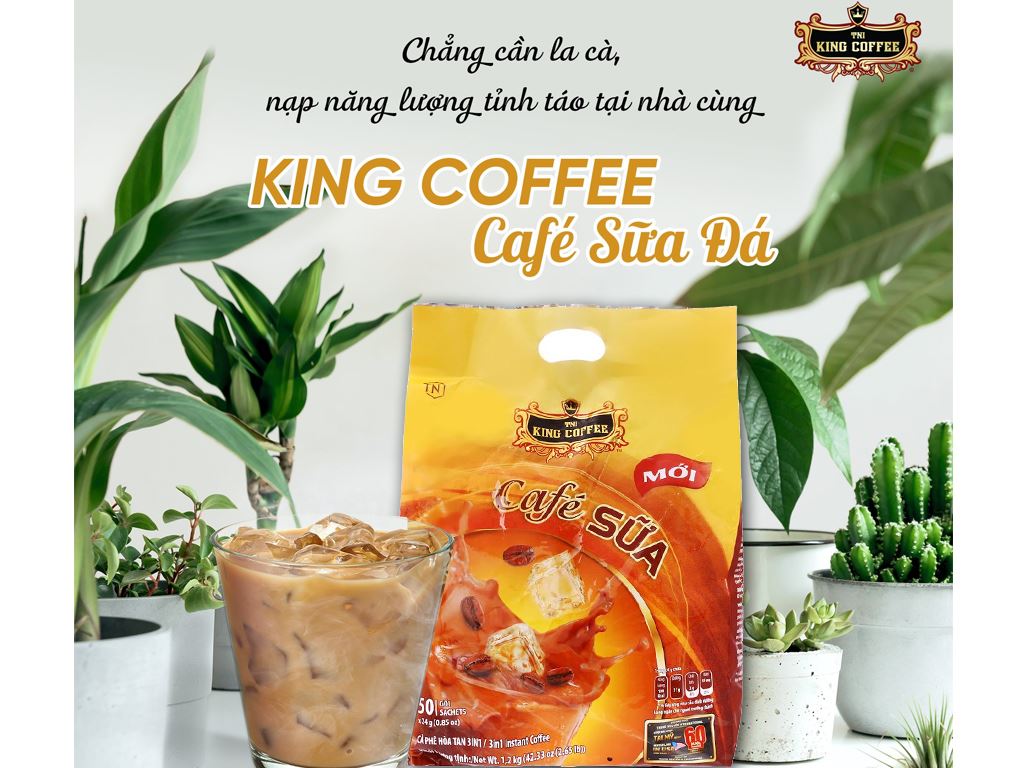Cà phê sữa hòa tan 3in1 king coffee - túi 50 gói x 20g
