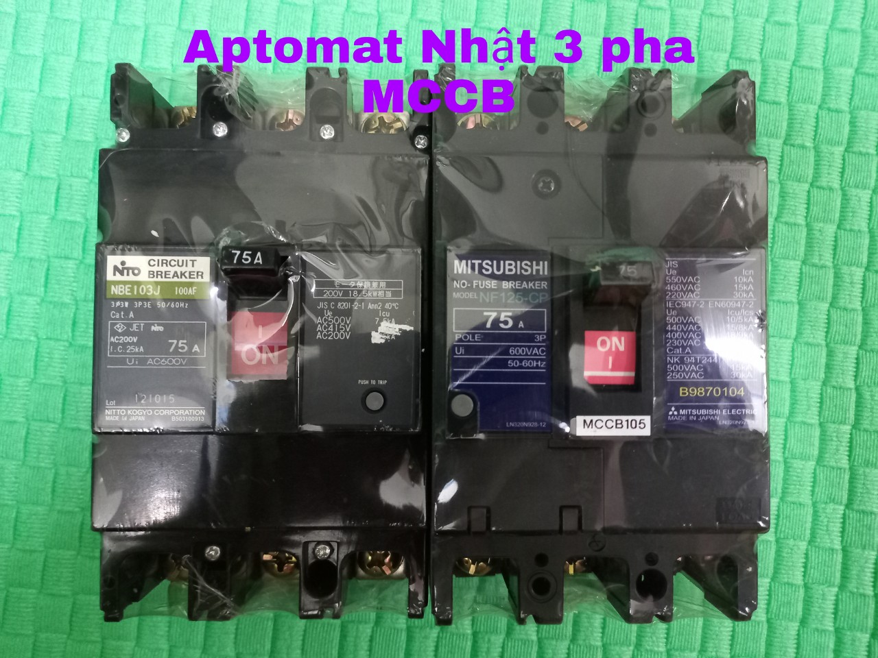 Aptomat mccb 75a 3 pha nhật bản xịn