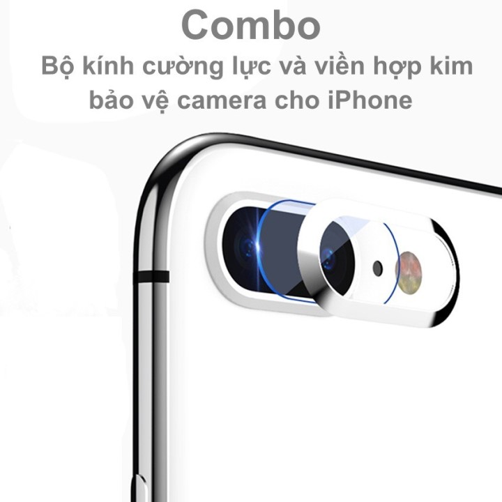 Combo Miếng Dán Cường Lực và Vòng Bảo Vệ Camera iPhone 7 Plus, 8 Plus
