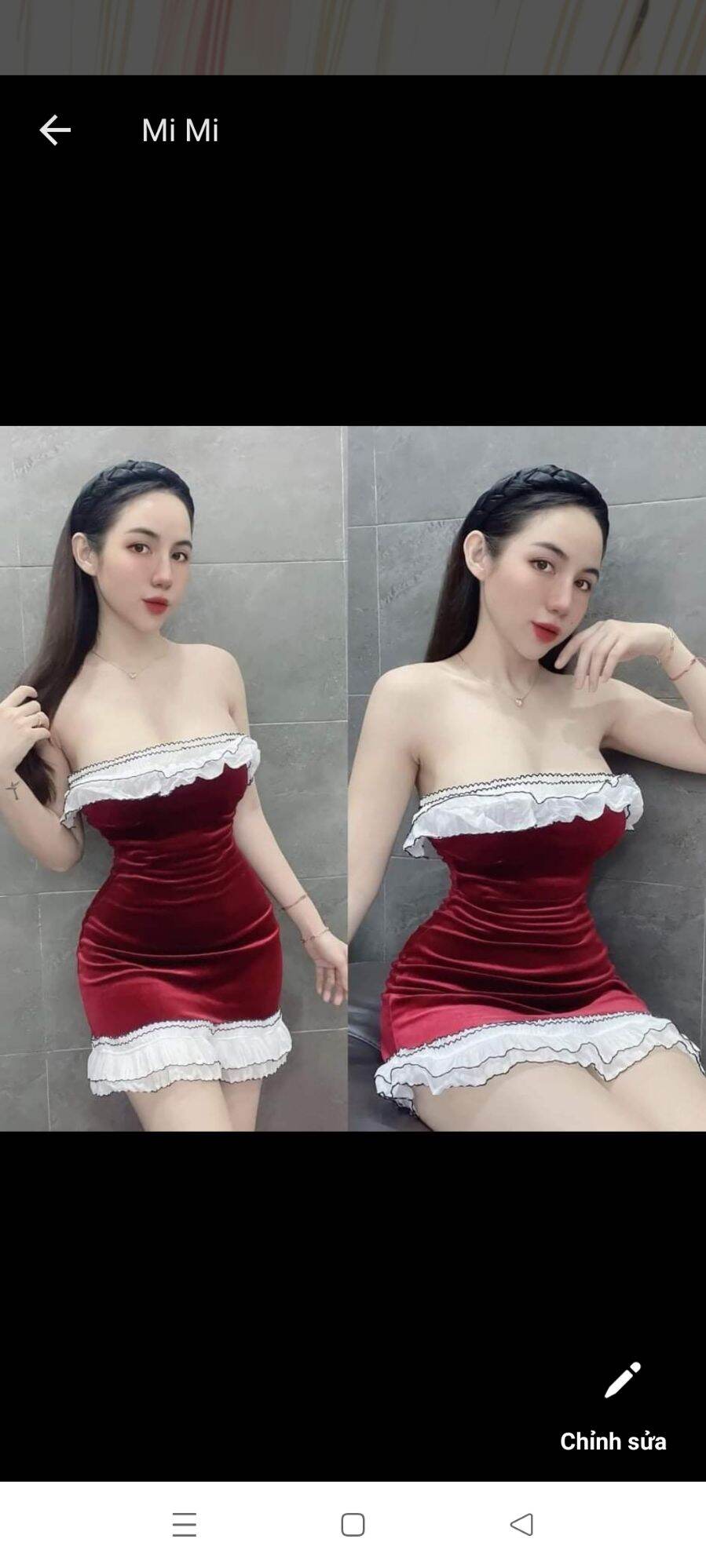 [MÃ LAZADAFAHB01 - GIẢM 30K ĐƠN 100K] Váy body Nhung đỏ đô phối bèo trắng. Đầm đẹp dự tiệc cưới, tiệc cuối năm .