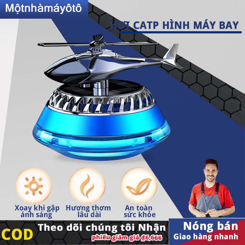 NƯỚC HOA XE HƠI CATP HÌNH MÁY BAY HIỆN ĐẠI, KHỬ MÙI XE OTO CÁNH QUẠT CHẠY BẰNG NĂNG LƯỢNG MẶT TRỜI