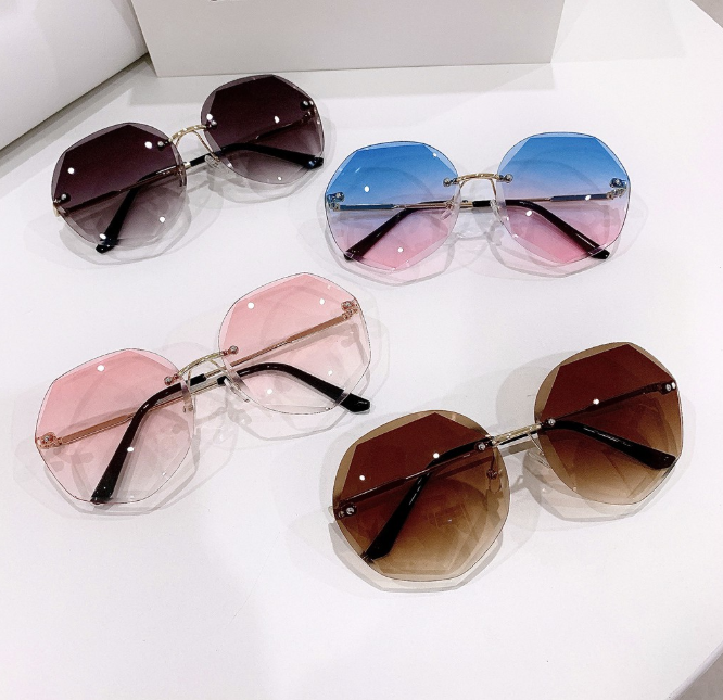 [HCM]Kính Mát Nữ 7 góc đa giác Thời Trang Tròng Không Viền Sang Chảnh HÀNG ĐẸP CHUẨN