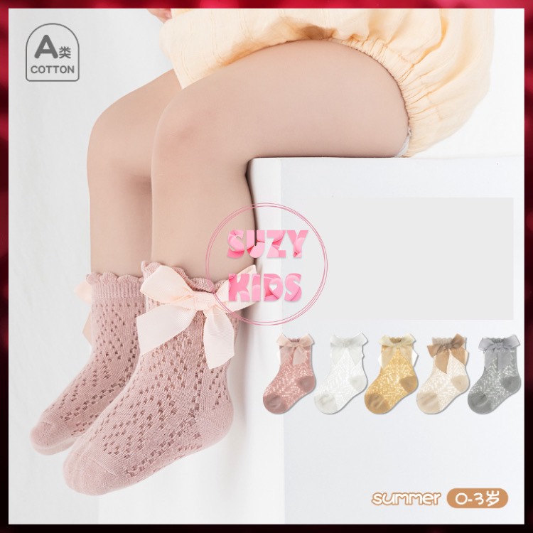 Tất lưới cho bé gái, vớ ren nơ công chúa cho bé từ 0 tuổi đến 3 tuổi v34