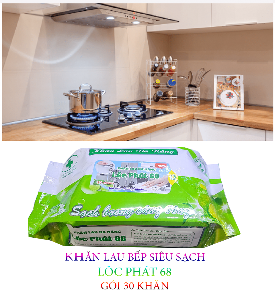 KHĂN ƯỚT LAU BẾP ĐA NĂNG 68/anpa - KHÔNG SÀI TRỰC TIẾP LÊN DA