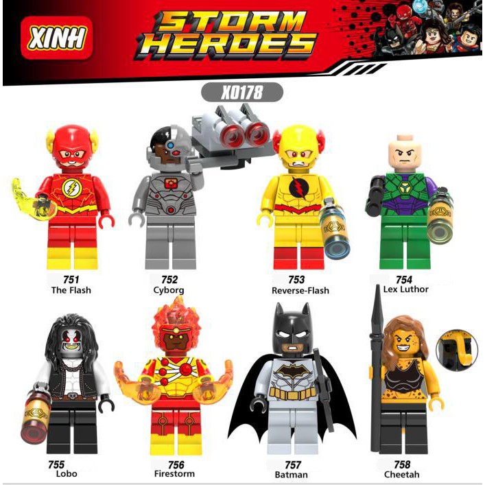 Giảm giá Lego DC Superheroes Minifigures nhân vật The Flash Cyborg Reverse  Flash Lex Luthor Lobo Firestorm Batman Cheetah X 0178 - BeeCost