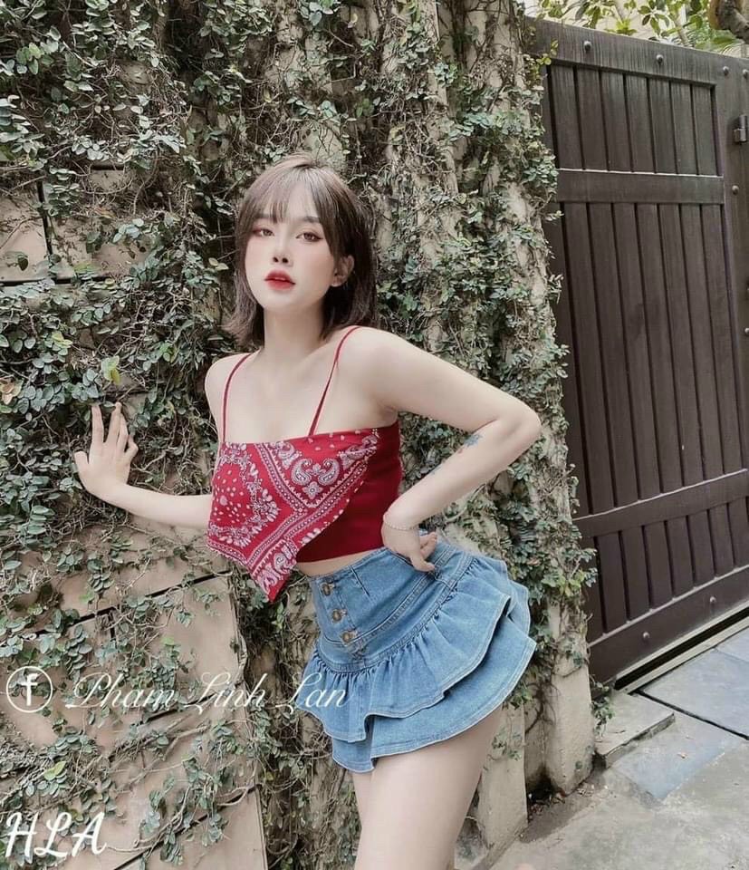 Chân váy jeans 3 tầng thời trang cực hot.