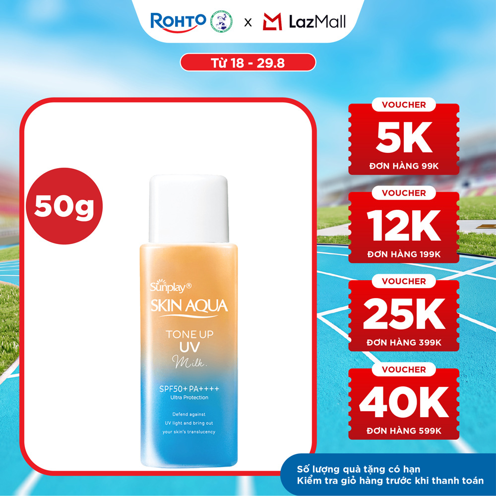 Kem chống nắng nâng tông Skin Aqua Tone up Latte Beige cho mọi tông da, dạng tinh chất Sunplay Skin Aqua Tone Up UV Essence Latte Beige SPF 50+ PA++++ 50g