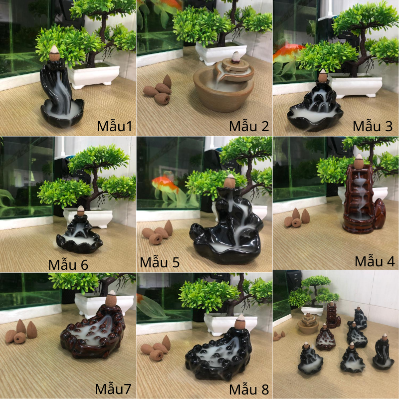 [HCM]Thác khói trầm hương CHỌN MẪU tặng 10 nụ trầm, hác khói chảy ngược dùng đốt hoặc xông nụ trầm hương