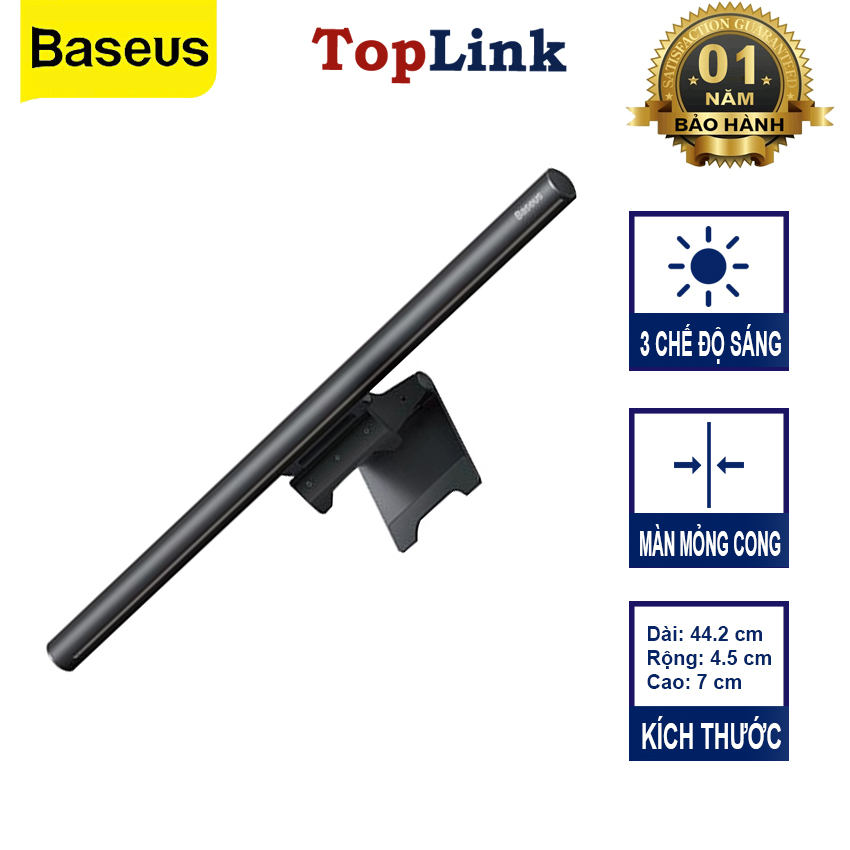 Đèn treo màn hình máy tính chống chói bảo vệ mắt baseus i-work 2 vỏ nhôm 3 dải màu tùy chỉnh - toplink