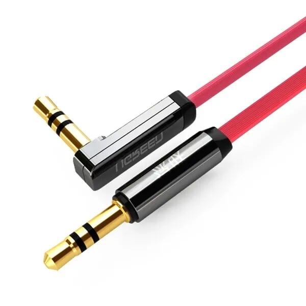 Ugreen 10798 1m đỏ cáp âm thanh 2 đầu 3.5mm dương chữ l dây dẹt 10798