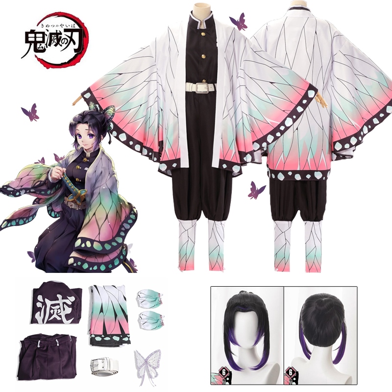 Anime Kochou Shinobu Trang Phục Hóa Trang Demon Slayer Cosplay Haori Áo Phù Hợp Với Đồng Phục Tóc Giả Halloween Trang Phục Hóa Trang Cho Trẻ Em Người Lớn