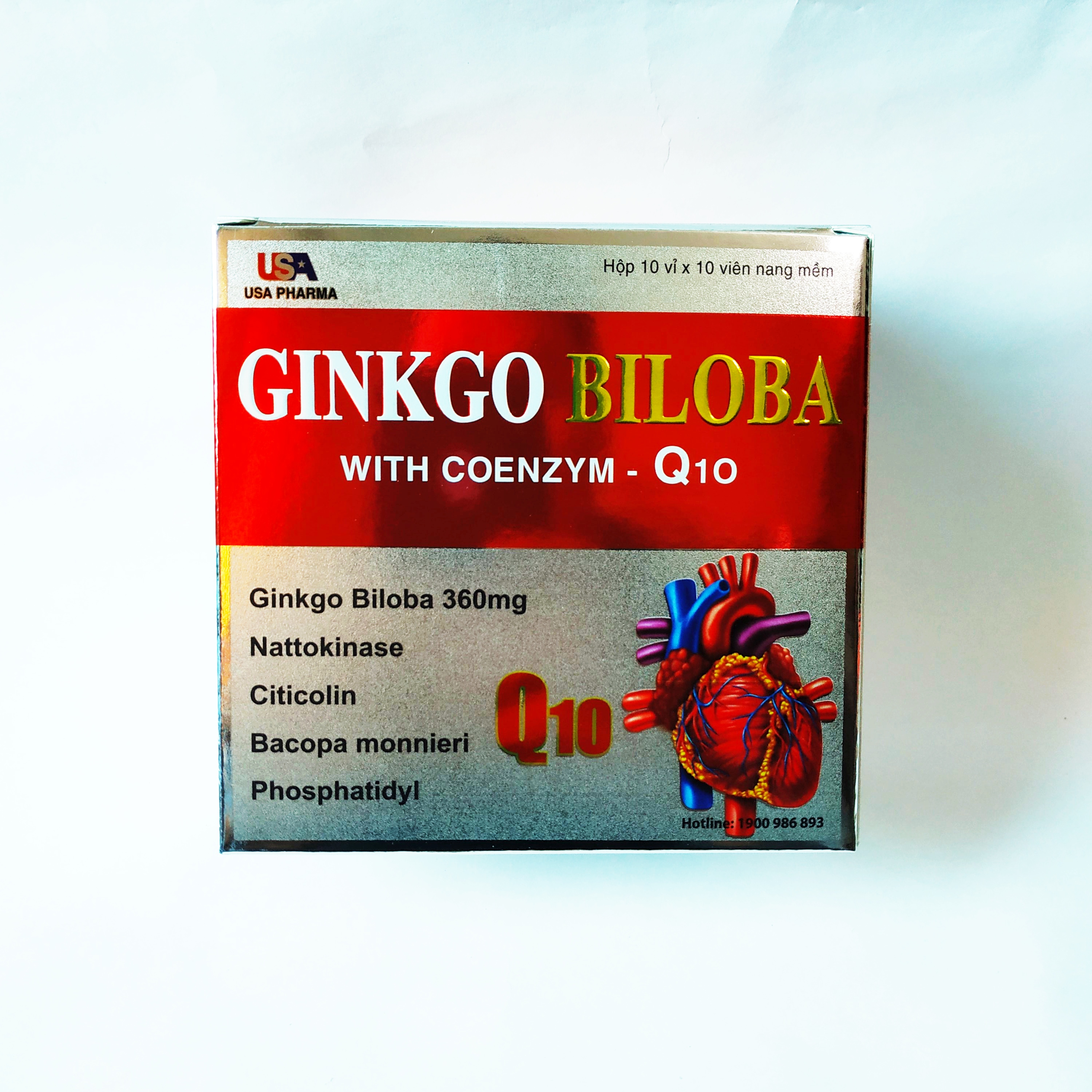 Hoạt Hoạt Huyết Dưỡng Não Ginkgo Biloba With Coenzym Q10 - Giúp Ngăn Ngừa Tai Biến Mạch Máu Não - Hết Rồi Loạn Tiền Đình - Giúp Ổn Định Huyết Áp - Dùng Được Cho Người Huyết Áp Cao Và Thấp - 1 Hộp 100 Viên