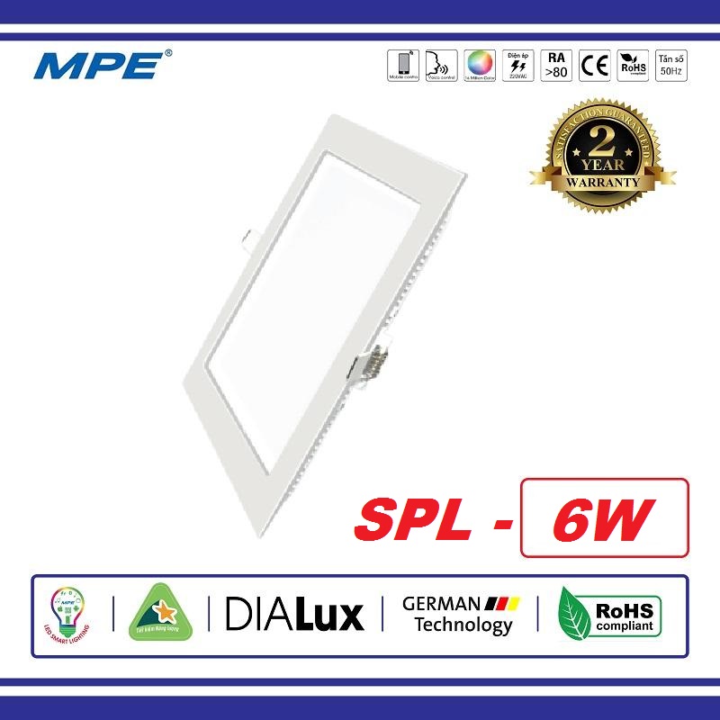 Mpe - đèn led panel âm trần vuông 6w mpe - đèn vuông âm trần mpe / âm trần vuông mpe