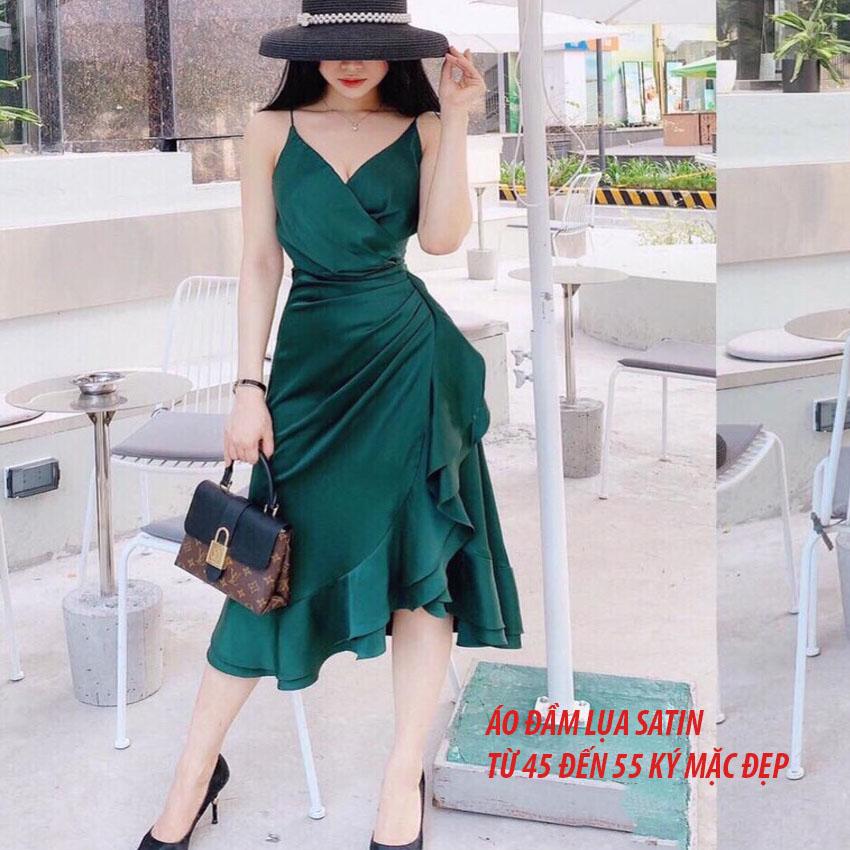 Áo đầm satin hai dây cực xinh áo đầm xòe áo đầm áo đầm đẹp đầm lụa đầm thiết kế ankhangphuquy