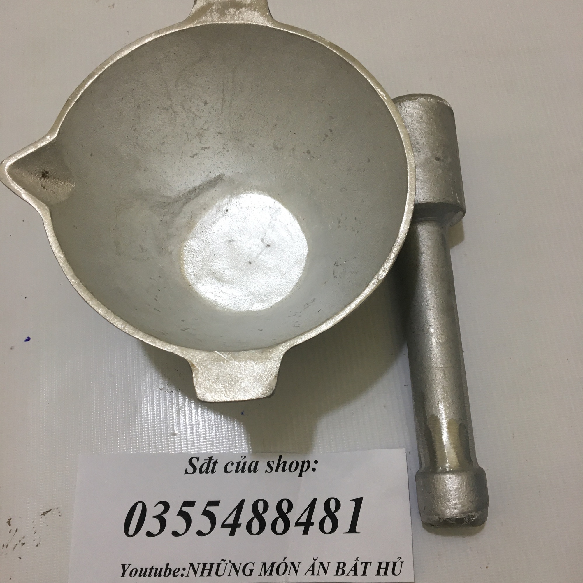 Freeship max-cam kết giá tốt-bộ cối chày bằng gang nặng 1,2kg