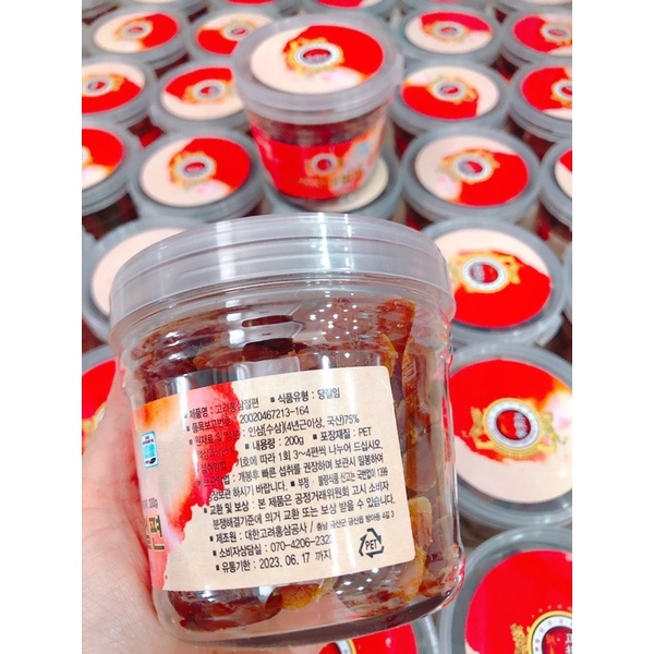 Hồng sâm thái lát tẩm mật ong hàn quốc, hộp 200gr