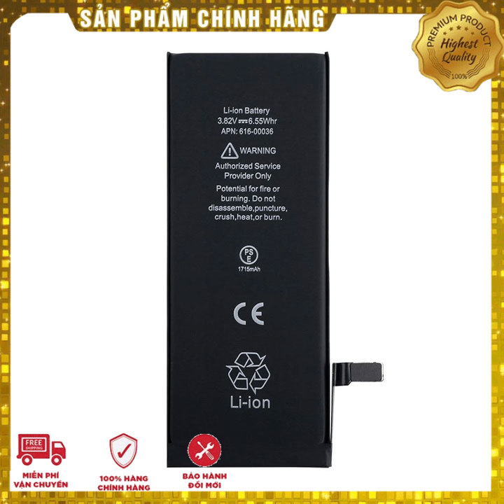 Free ship pin ip 6s zin ht cam kết dung lượng chuẩn 1715mah * tặng siêu dán pin