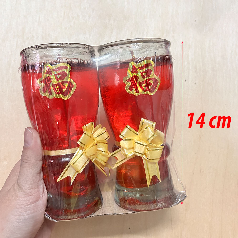 Đèn cầy ly cao 14cm cúng Giao thừa, Dịp Lễ Tết, cúng Giỗ, cúng Khai trương