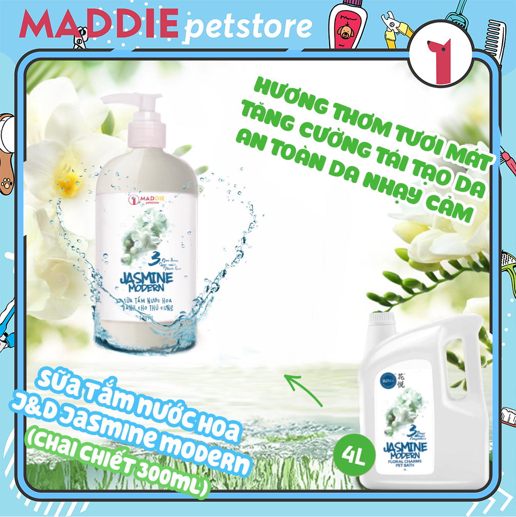 [300ML] - SỮA TẮM NƯỚC HOA KHỬ MÙI DÀNH CHO CHÓ MÈO - JD ROSE DEW - HƯƠNG HOA HỒNG - JD BLOOM SEXY - HƯƠNG HOA CAM - JD JASMINE MODERN - HƯƠNG HOA NHÀI - 300ML - MADDIE PETSTORE