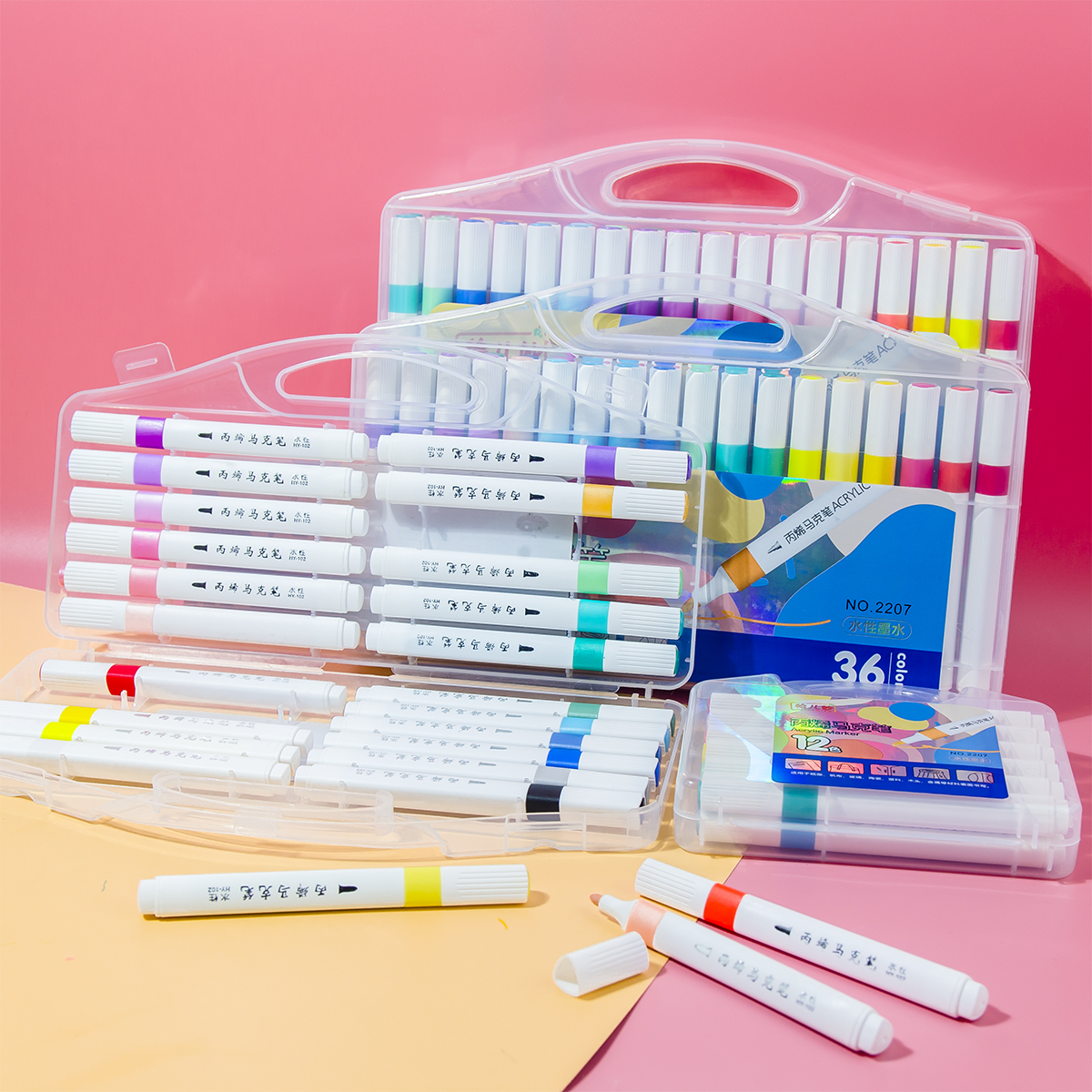 Bút Màu Acrylic Marker Mododo 12/24/36/48 Màu Cao Cấp - Hộp Màu Vẽ, Màu Sắc Tươi Sáng, Đa Dạng