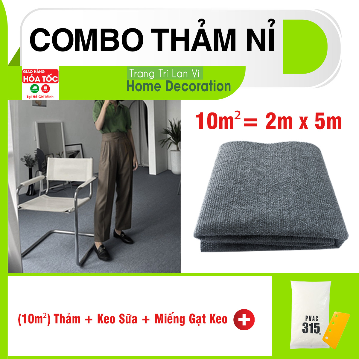 Thảm nỉ decor phòng, thảm trải phòng thảm, keo sữa korea, gạt keo khổ rộng 2m