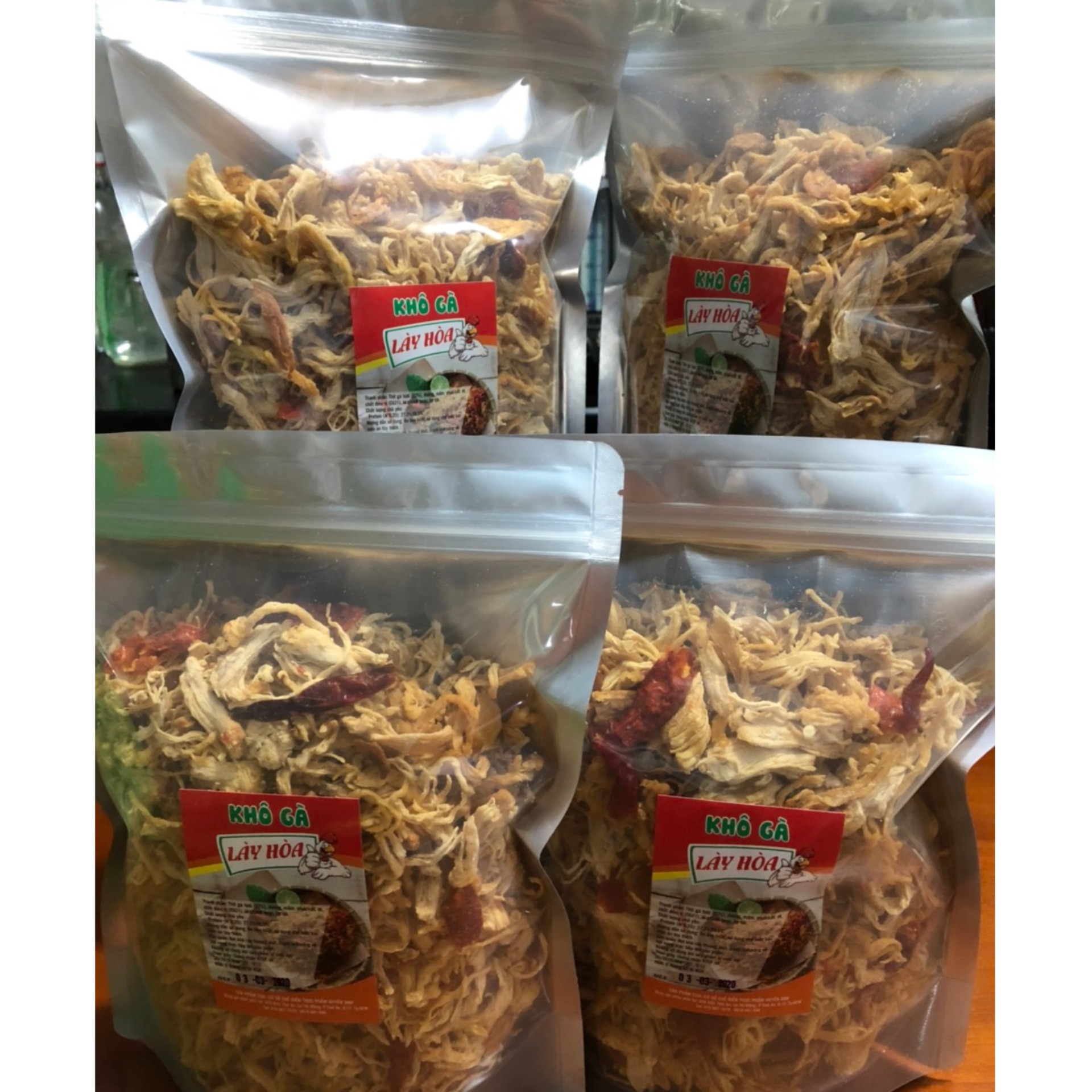 [HCM] 4kg Khô gà Bơ Tỏi Cay Lày Hòa (8 BỊCH Zipper 500g) chế biến từ những nguyên liệu tươi mới đảm bảo vệ sinh an toàn thực phẩm.