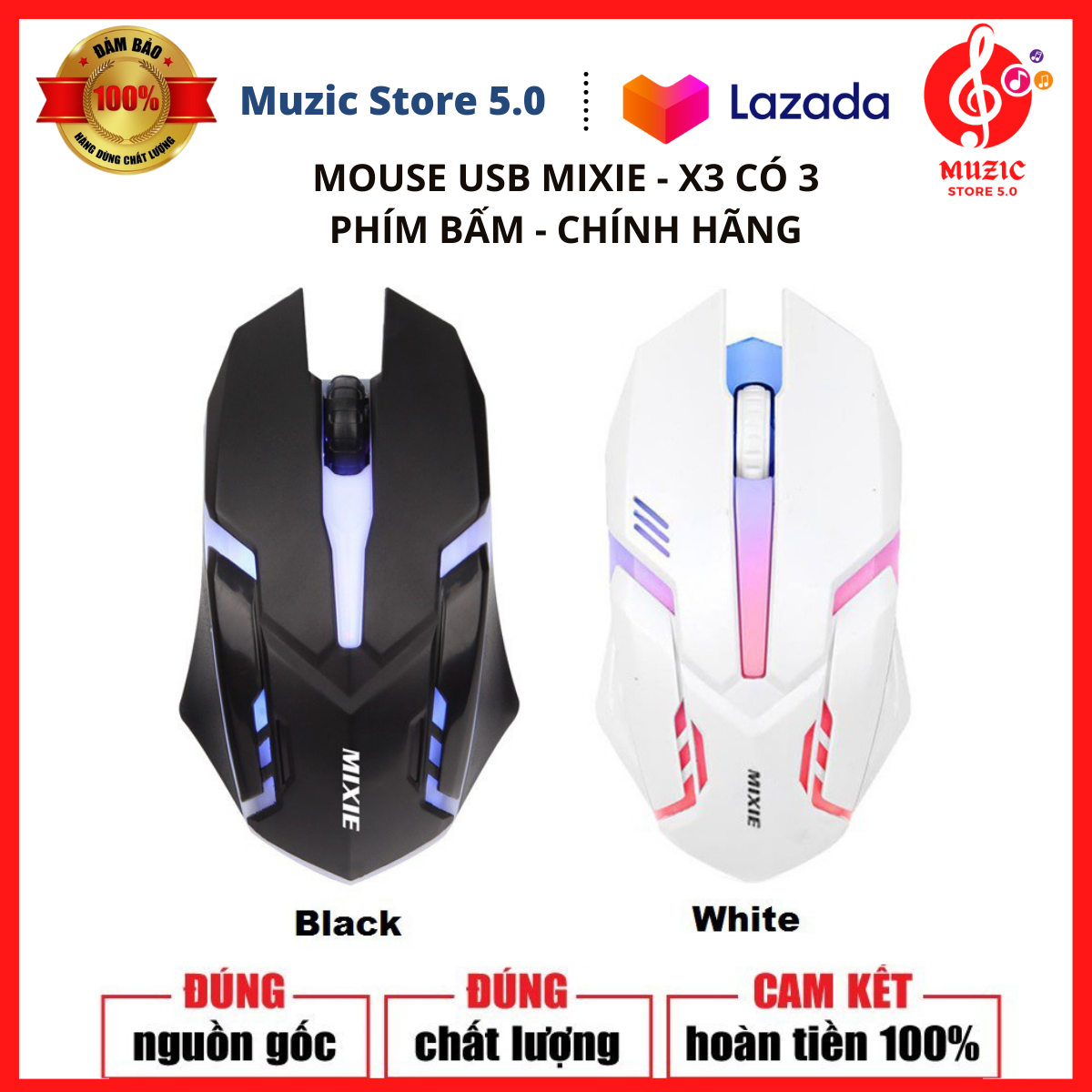 Chuột chuyên game - chuột máy tính có dây mixie x3 có 3 phím bấm - chuột gaming dành cho game thủ - mouse usb mixie x3 có 3 phím bấm chính hãng - bảo hành 12 tháng