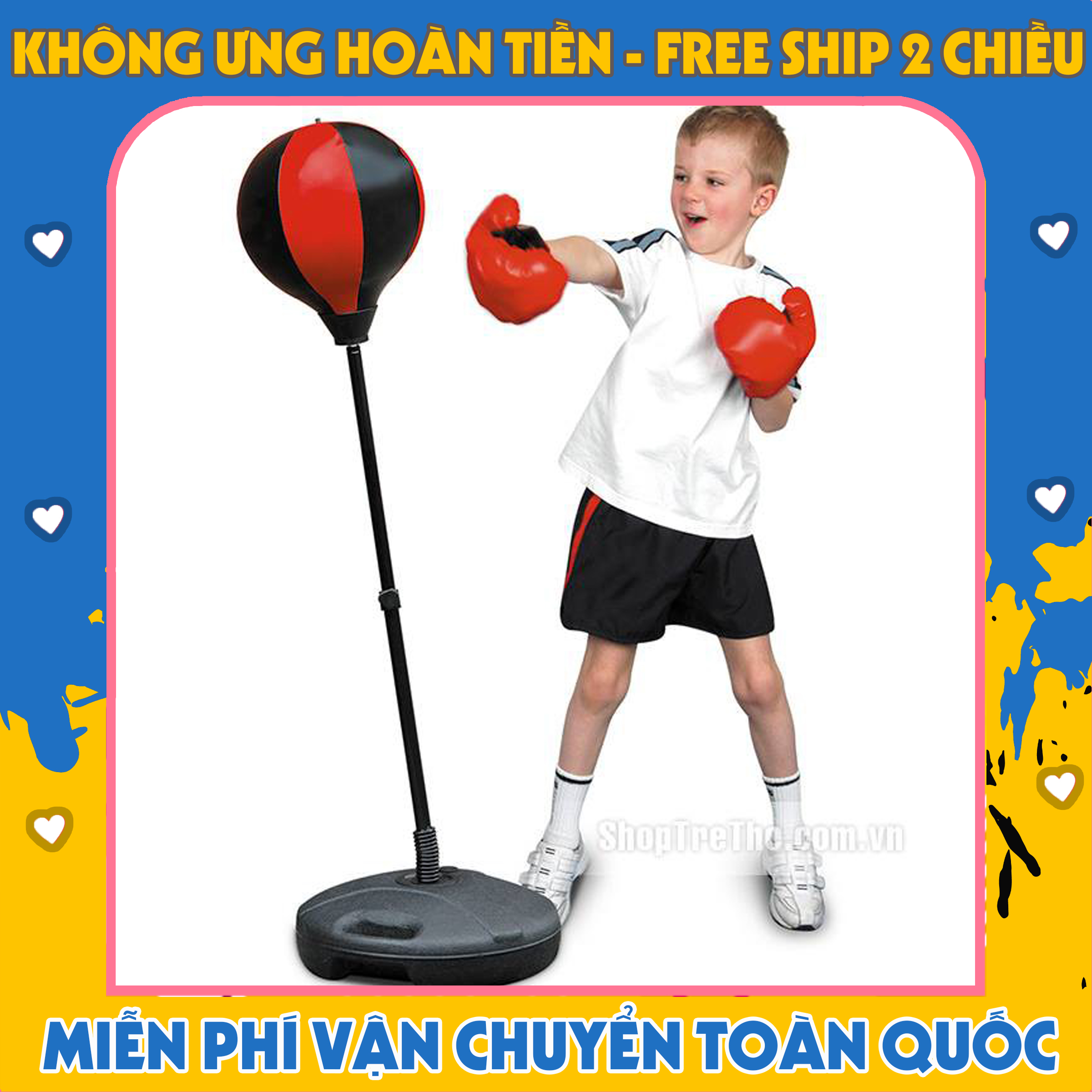 (Hàng loại 1) Bộ Đồ Chơi Tập Boxing Cho Bé/Đồ chơi thể thao trẻ em đấm bốc (Red)