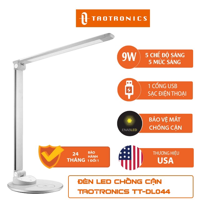 Đèn led chống cận taotronics tt-dl044 9w, kiêm sạc không dây - hàng chính hãng