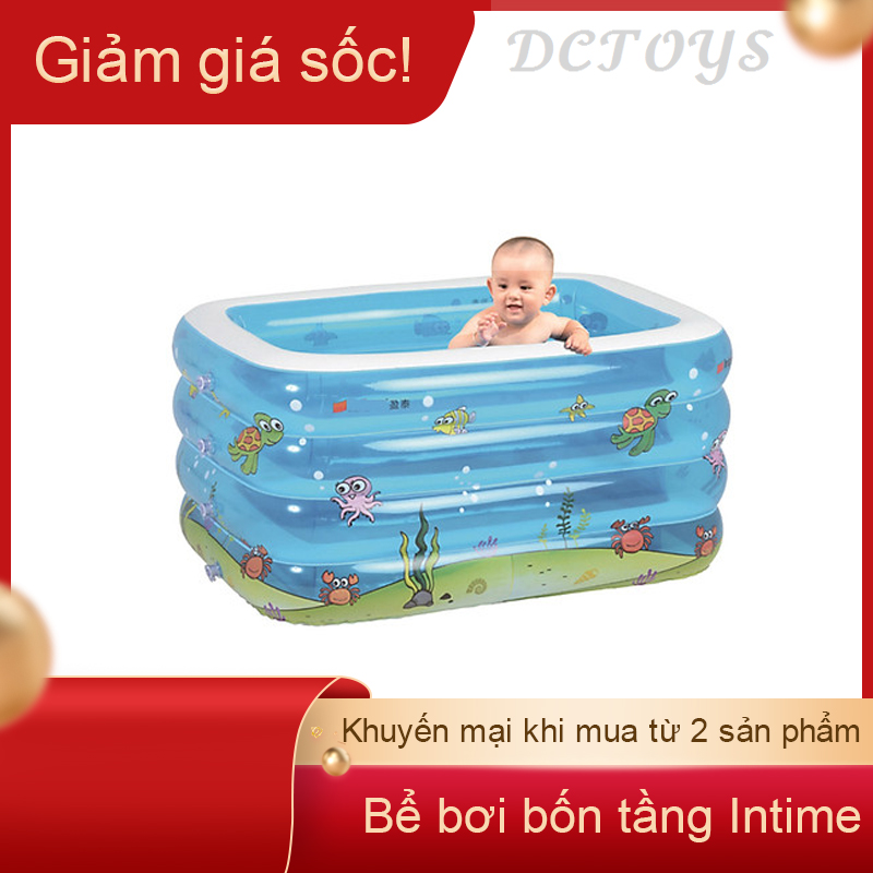 Bể bơi 4 tầng intime kèm bơm điện cho trẻ tặng phao bơi đỡ cổ + đo nhiệt độ nước + miếng vá chất lượng cao