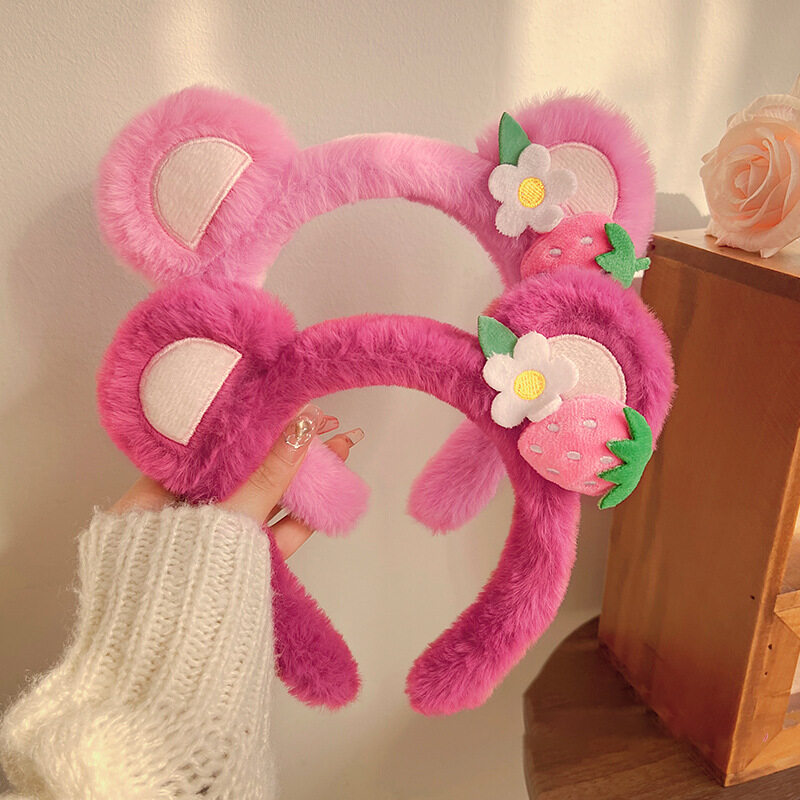 Băng đô sang trọng hình gấu dâu cho nữ Thời trang ngọt ngào cho bé gái Rửa mặt HairBand