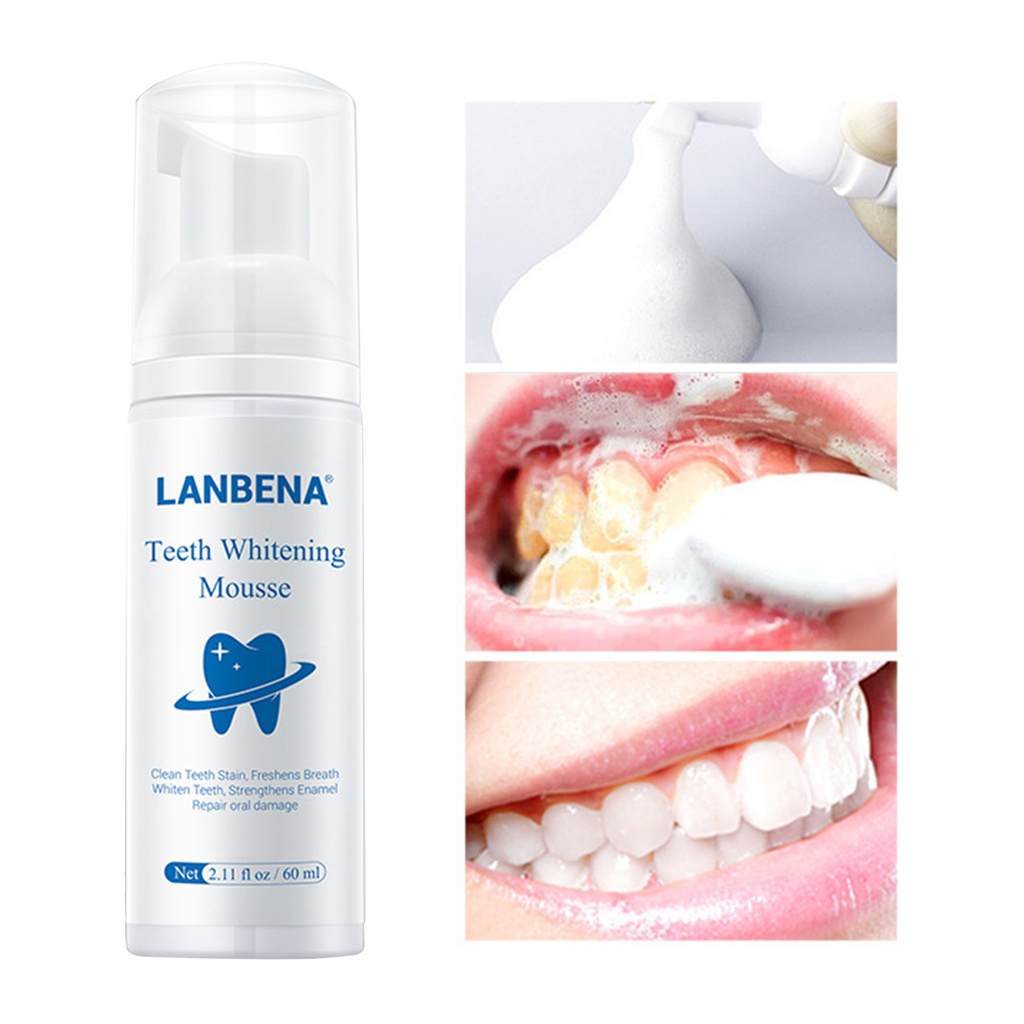 LANBENA Bọt tẩy trắng răng khử mùi hôi miệng kem đánh răng làm sạch răng tẩy vết ố Whitening Teeth Toothpaste Mousse