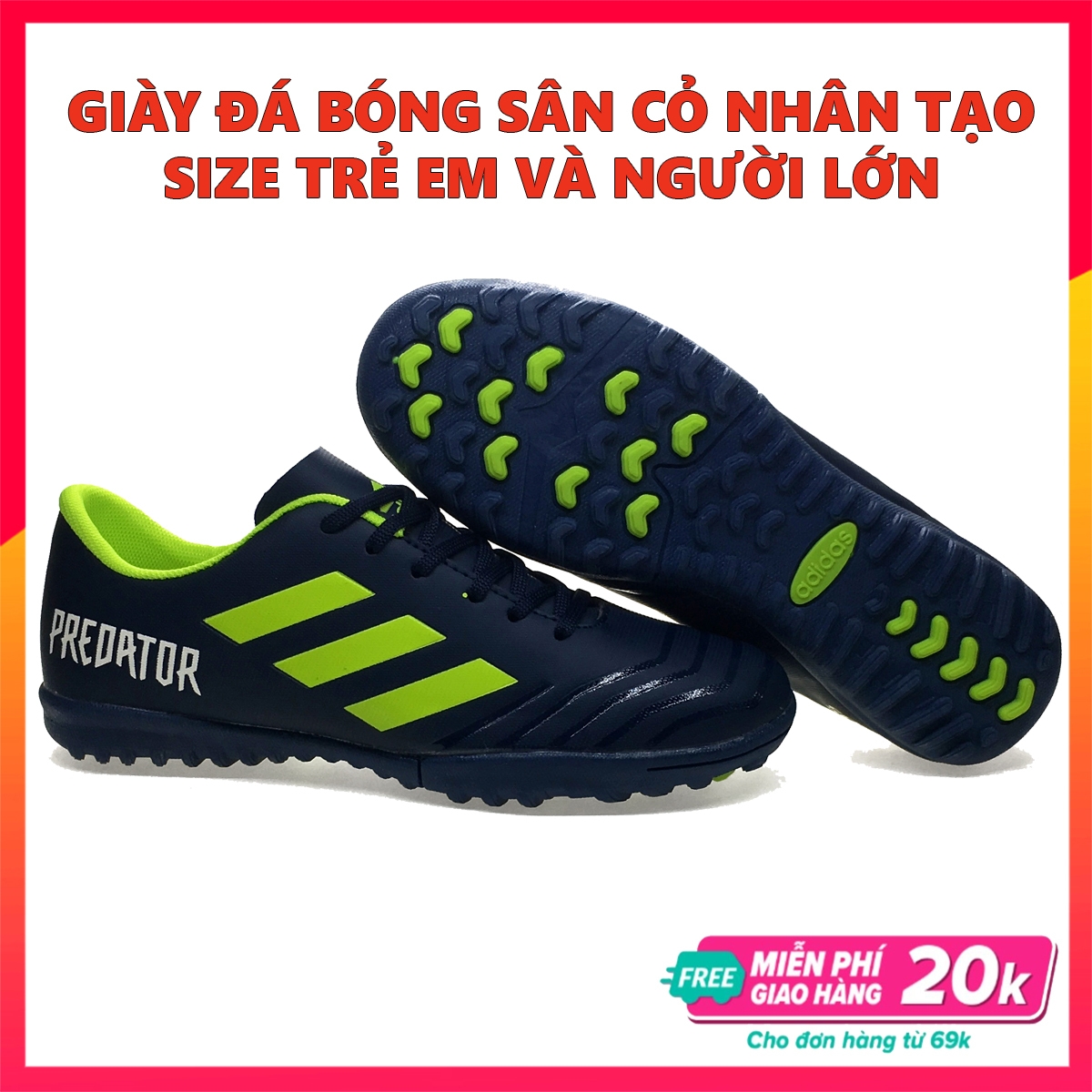 Giày đá bóng sân cỏ nhân tạo , giày đá banh nam , chất bền kiểu dáng ôm êm và ôm chân