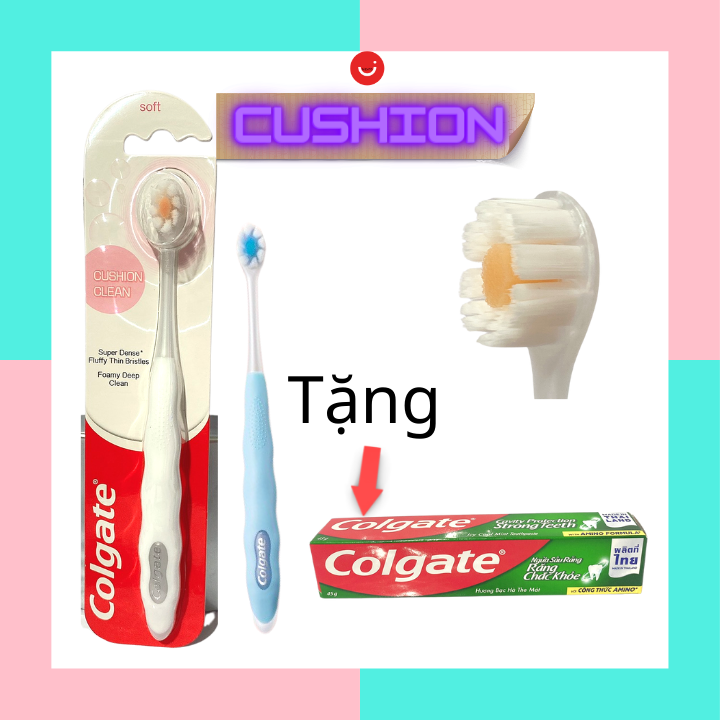 Bàn chải đánh răng Colgate Cushion clean Slimsoft tặng 01 Kem đánh rằng Colgate Ngừa sâu răng 45gr