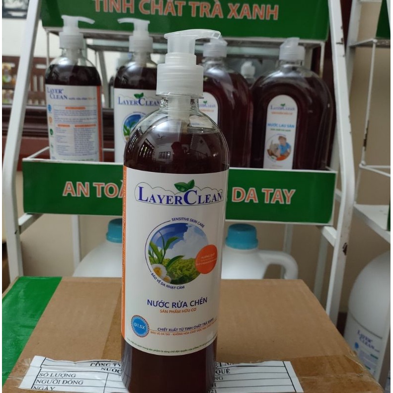 Nước rửa chén bát hữu cơ layer clean hương hồng 800ml