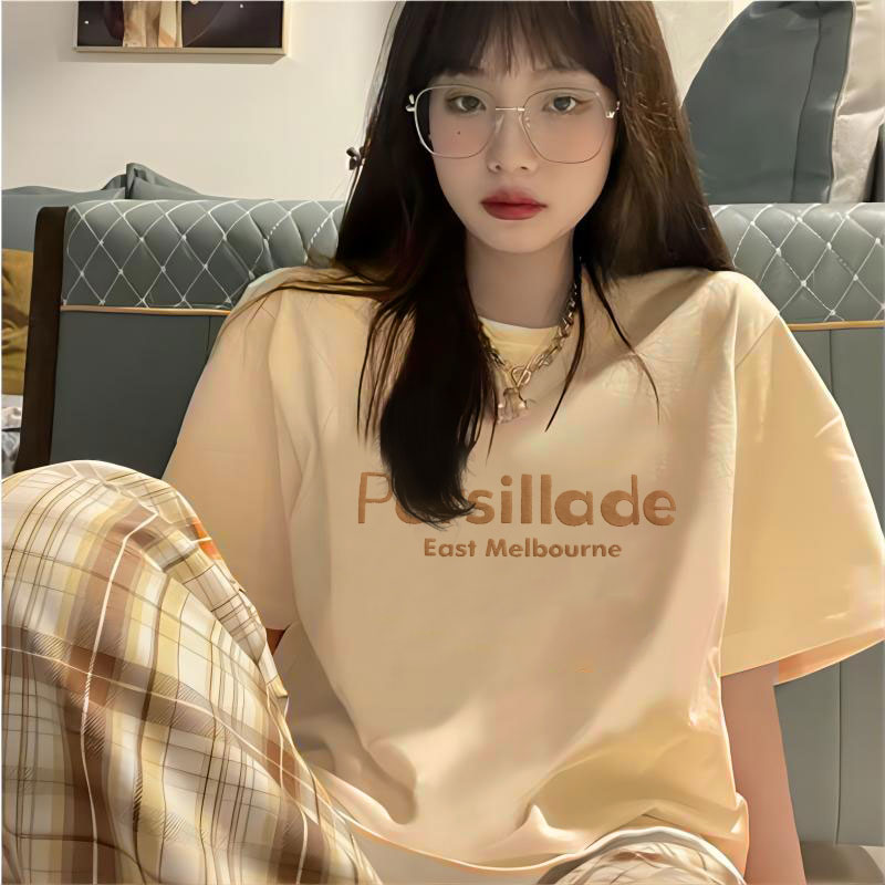 Áo Thun Nam Nữ Unisex Cổ Tròn Cotton Khô Phối Chữ Dáng Rộng In Nổi