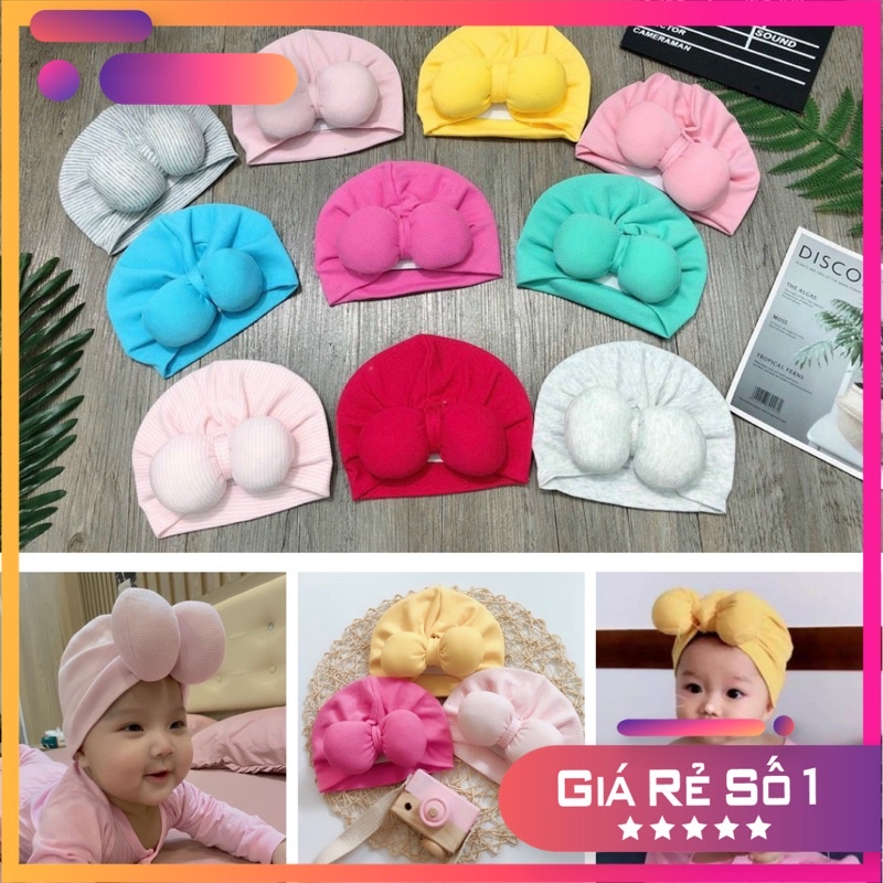 Turban nón cotton cho bé gái