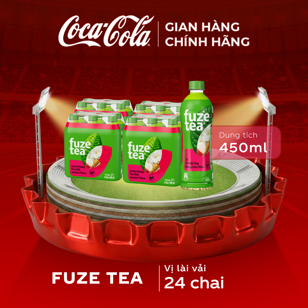 Lốc 24 Chai Trà Mật Ong Hương Lài Vải Fuzetea+ 450ml/Chai Sale 15.05 Coca-Cola Chính Hãng_LD
