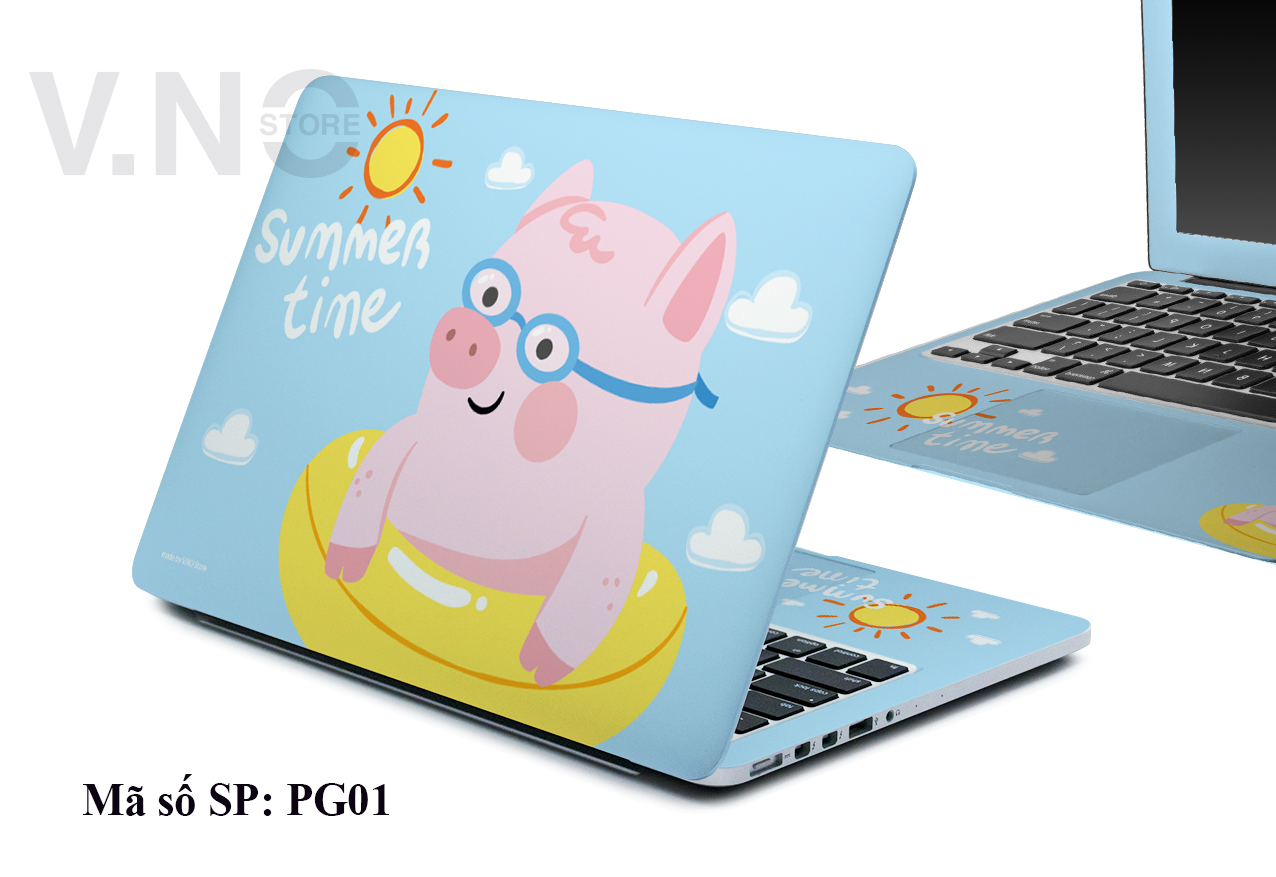 Skin laptop V.NO SKIN heo hồng cho các dòng máy dell/asus/acer/macbook/. . .
