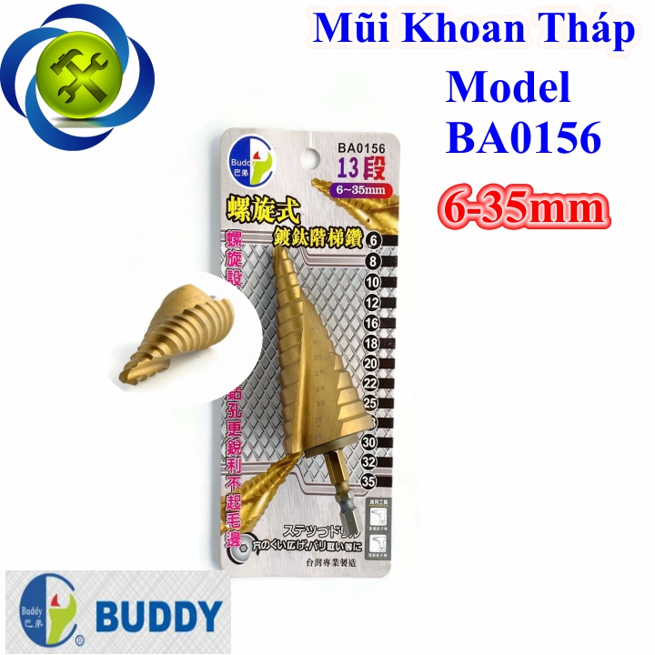 Mũi khoan tháp xoắn đuôi lục giác đài loan buddy ba0156 6-35mm