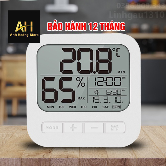 Nhiệt ẩm kế, nhiệt kế phòng điện tử đo độ ẩm, đo nhiệt độ phòng ngủ cho bé, máy đo độ ẩm, nhiệt độ, xem ngày tháng năm